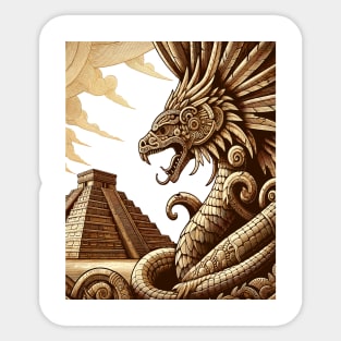 Quetzalcóatl & Pyramid | Mesoamerican Art Sticker